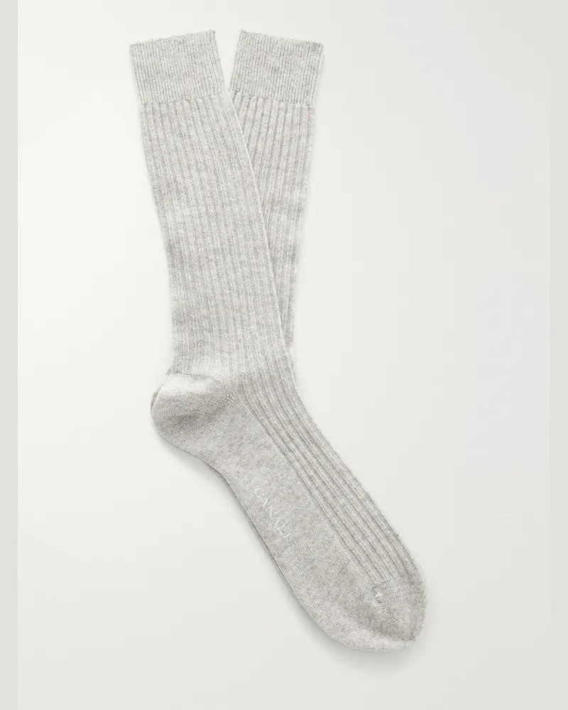 Canali Ribbed Cashmere Socks Gray