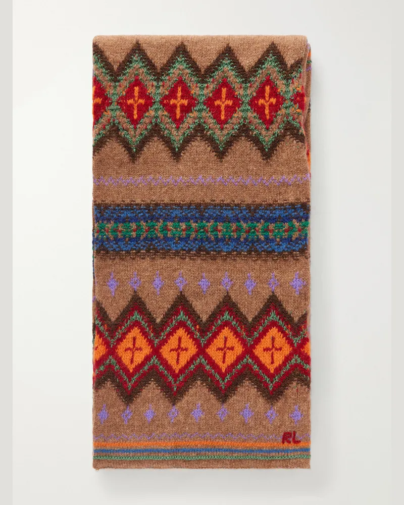Ralph Lauren Intarsia-Knit Wool-Blend Scarf Multi