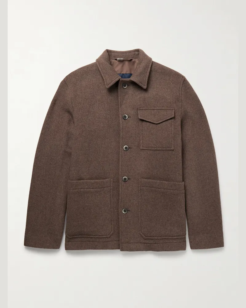 Herno Hemdjacke aus Filz aus einer Wollmischung Braun