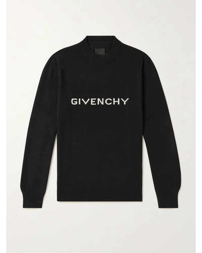 Givenchy Archetype Pullover aus Wolle mit Intarsienlogomotiv Schwarz