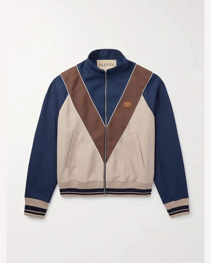 Valentino Garavani VLOGO Logo-Appliquéd Jersey Track Jacket Blue