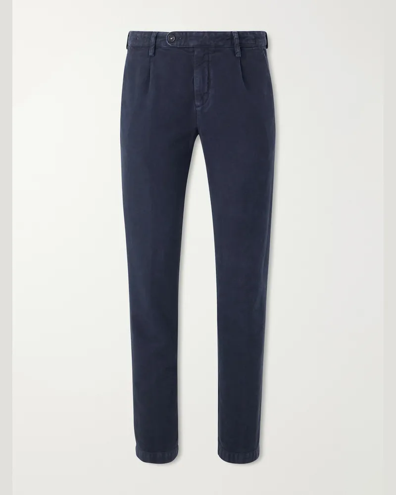 Massimo Alba Ionio2 Straight-Leg Cotton Trousers Blue