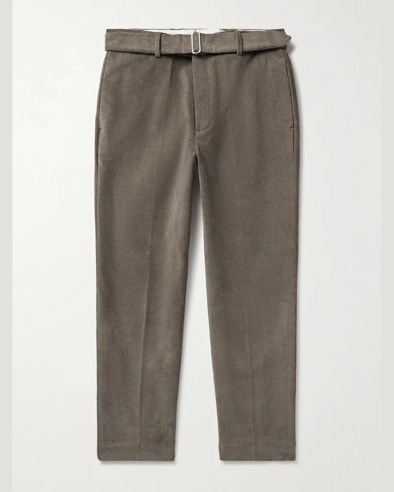 Officine Generale Hoche schmal und gerade geschnittene Hose aus Cord aus einer Baumwollmischung mit Gürtel Braun