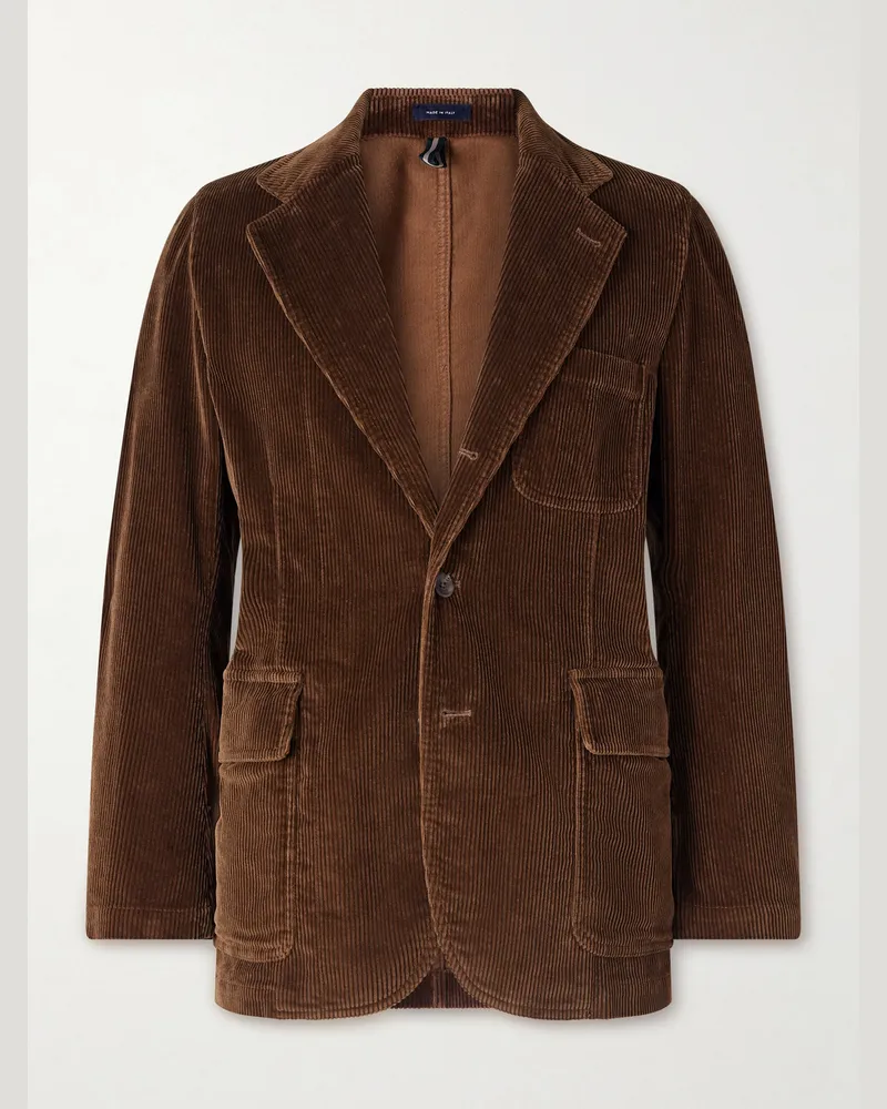 Drake's Cotton-Corduroy Suit Blazer Brown