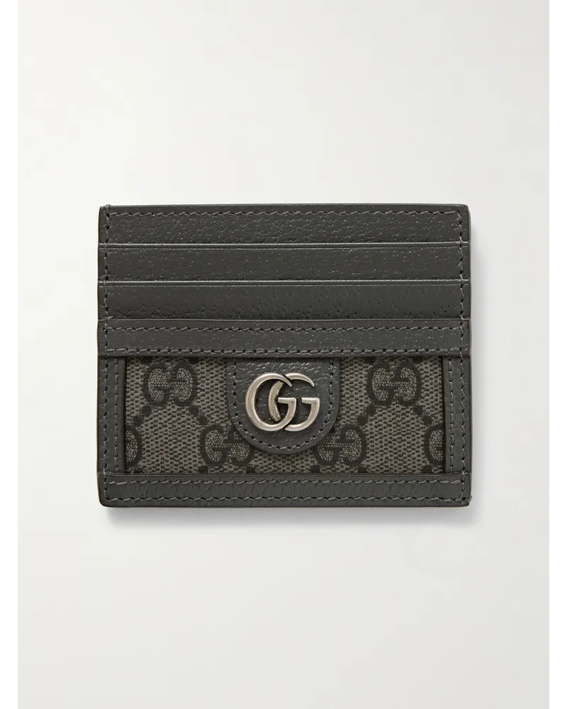 Gucci Ophidia Kartenetui aus beschichtetem Canvas und Leder mit Logomuster Grau