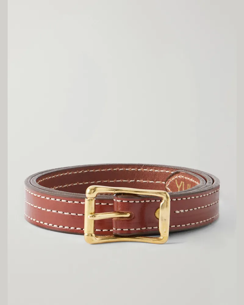 YUKETEN 2.5cm Leather Belt Brown