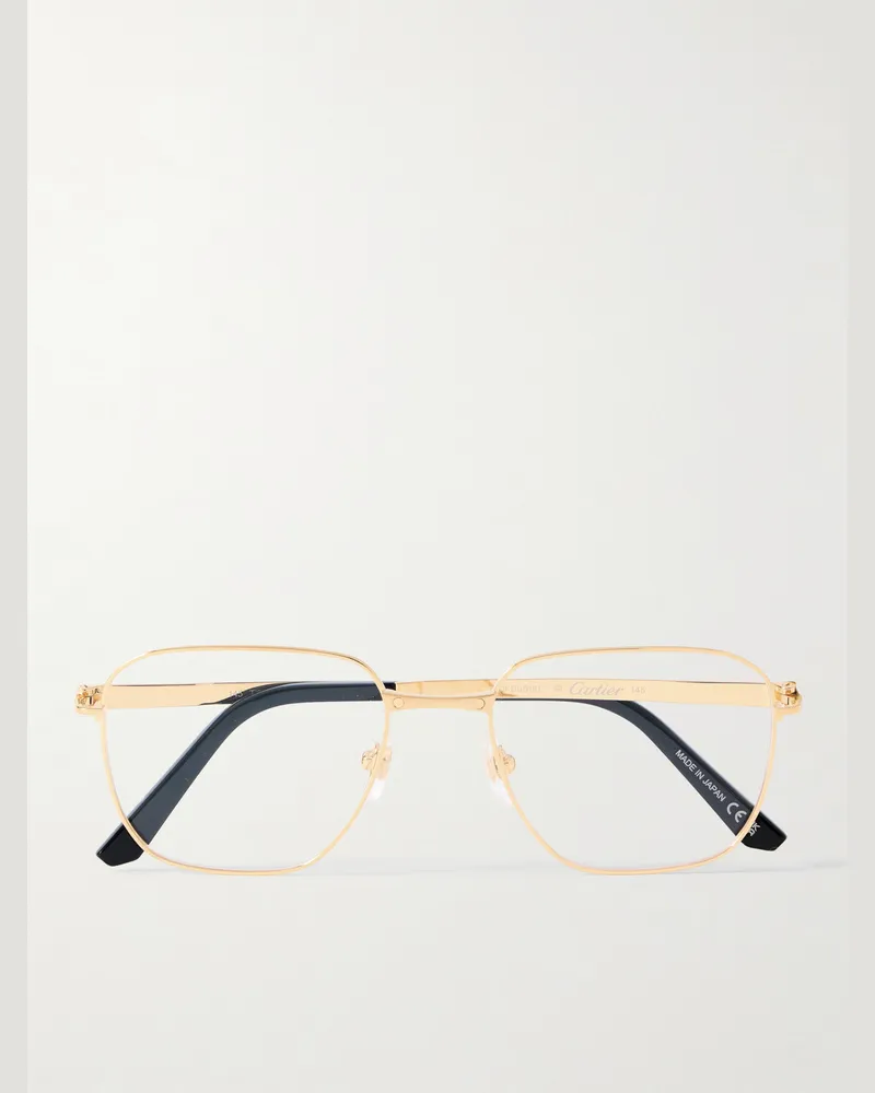 Cartier Santos de Cartier Brille mit D-Rahmen aus goldfarbenem Titan Gold