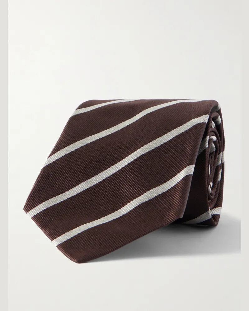 Ralph Lauren 8.5cm Striped Silk-Twill Tie Brown