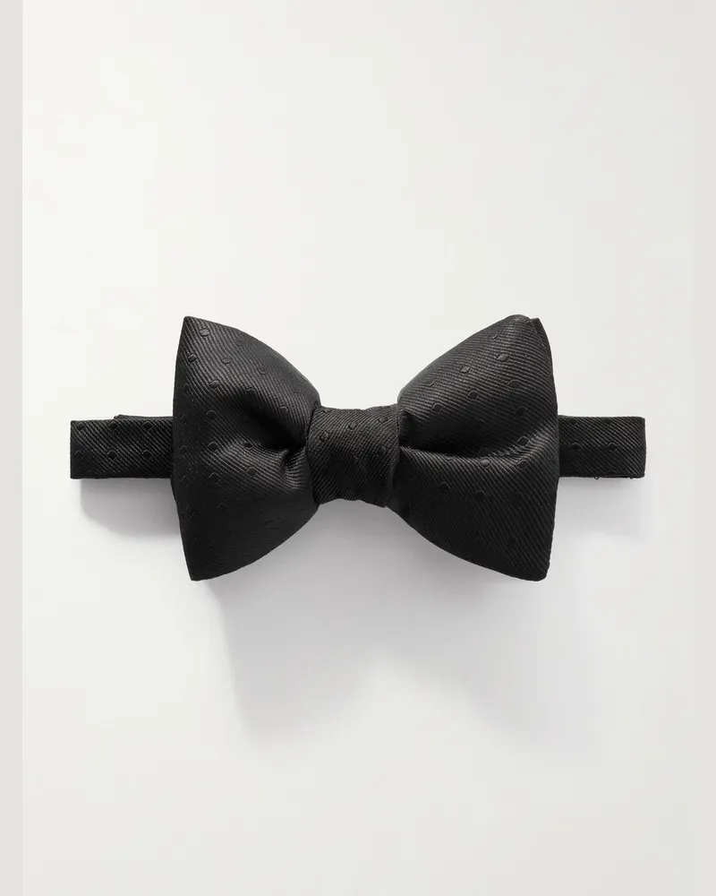 Tom Ford Vorgebundene Fliege aus Seiden-Twill mit Punkten Schwarz