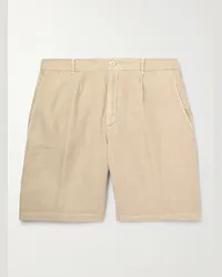 Brunello Cucinelli Gerade geschnittene Bermudashorts aus Leinen mit Falten Neutral