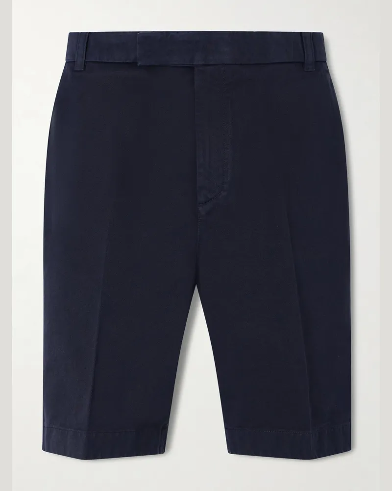 Thom Browne Straight-Leg Cotton-Twill Shorts Blue