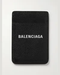 Balenciaga Kartenetui aus vollnarbigem Leder mit Logoprint Schwarz