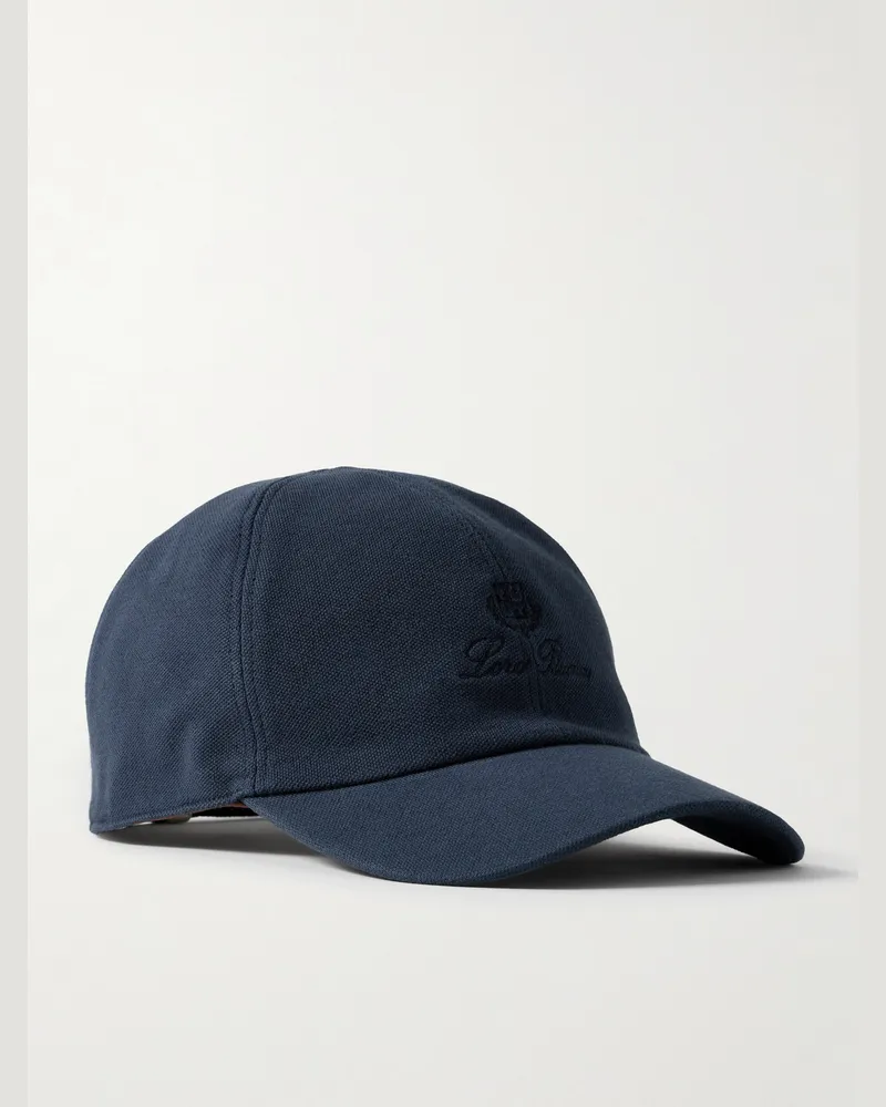 Loro Piana Baseballkappe aus Baumwoll-Piqué mit Logostickerei Blau