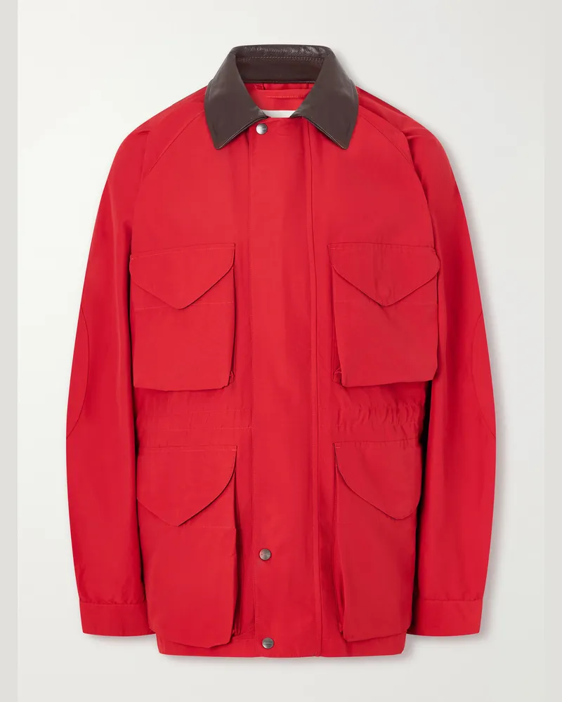 Aimé Leon Dore Leather-Trimmed Cotton-Blend Jacket Red