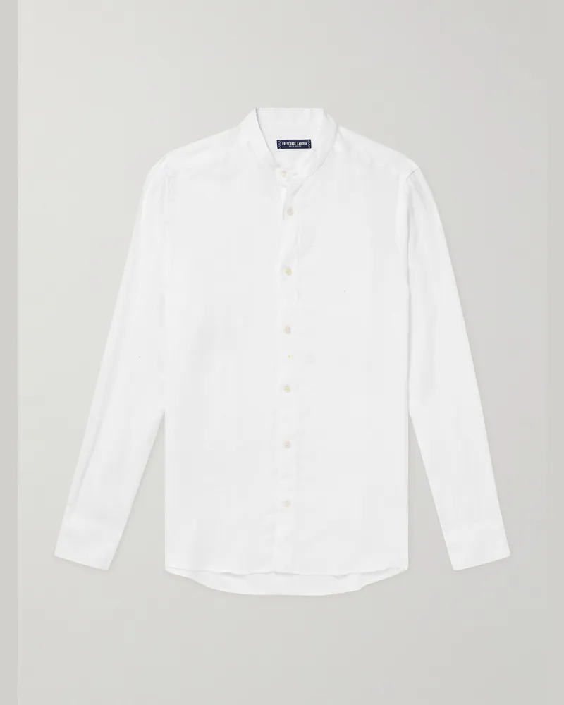 Frescobol Carioca Jorge Hemd aus Leinen mit Stehkragen Weiß