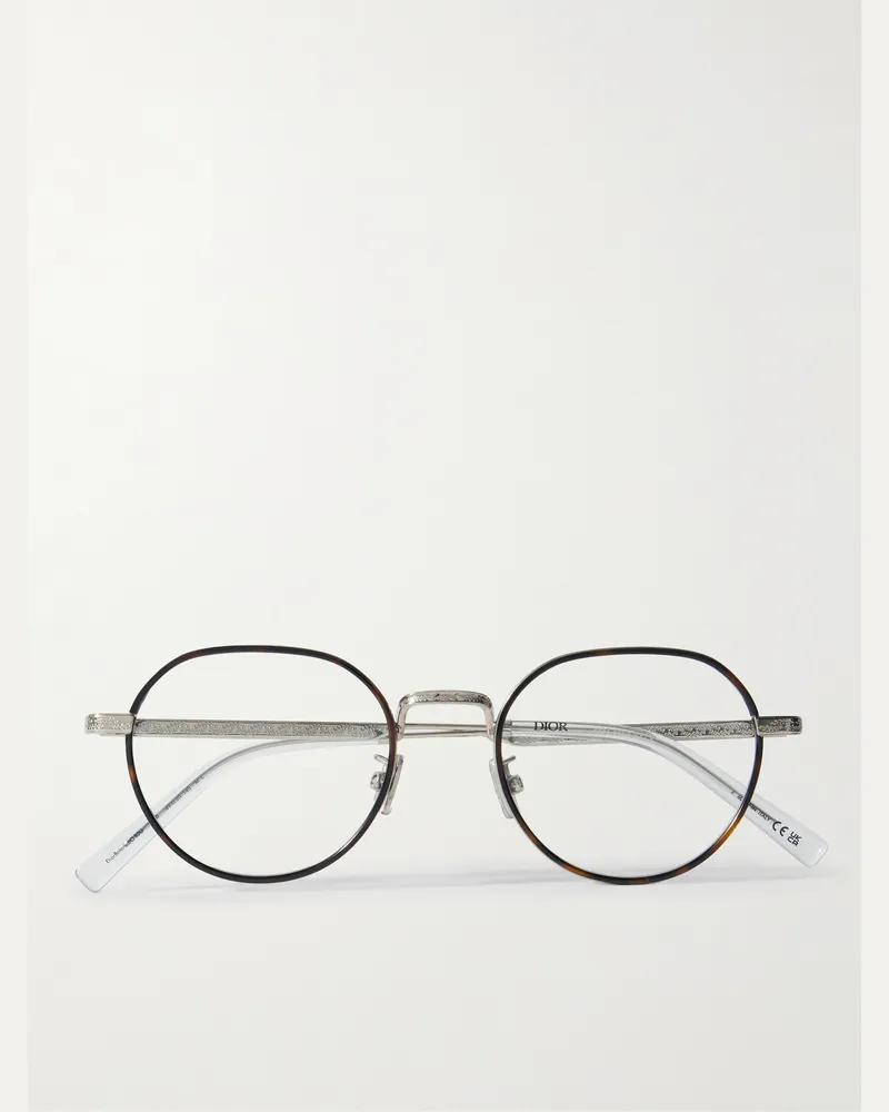 Dior DiorBotanicaO R2U Havana Brille mit rundem Rahmen aus Azetat in Schildpattoptik mit silberfarbenen Details Silber