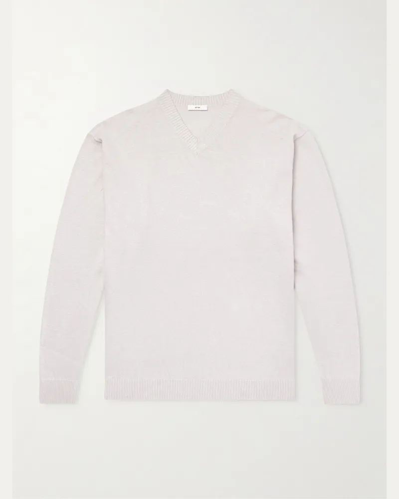 ATON Linen and Cotton-Blend Sweater Neutrals