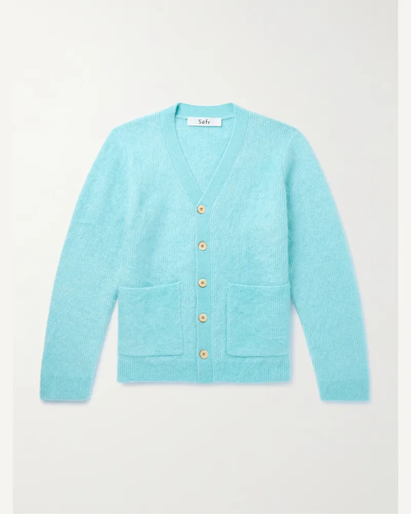 Séfr Kaito Cardigan aus einer Mohairmischung in Rippstrick Blau