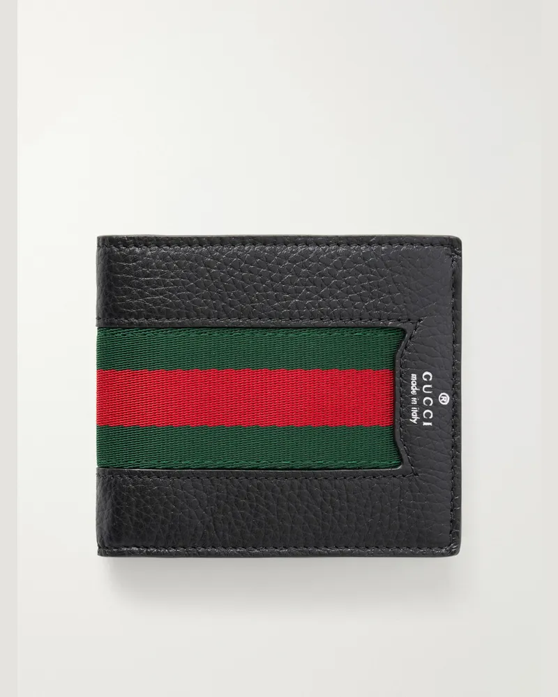 Gucci Alba Web-Trimmed Full-Grained Leather Wallet Black