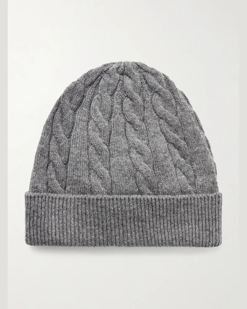 Loro Piana Cedar Cable-Knit Cashmere Beanie Gray