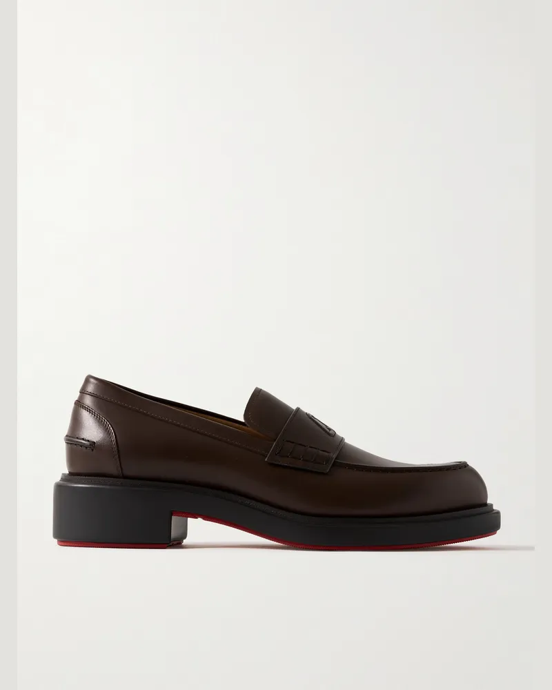Christian Louboutin Urbino Moc Pennyloafers aus Leder Braun