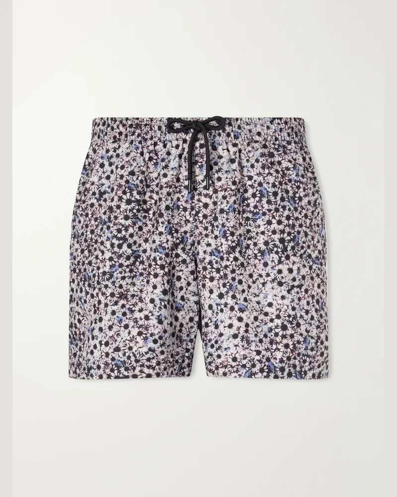 Dries van Noten Phibbs Straight-Leg Mid-Length Printed Swim Shorts Gray