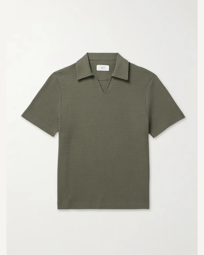 MR P. Ribbed Organic Cotton-Jersey Polo Shirt Green
