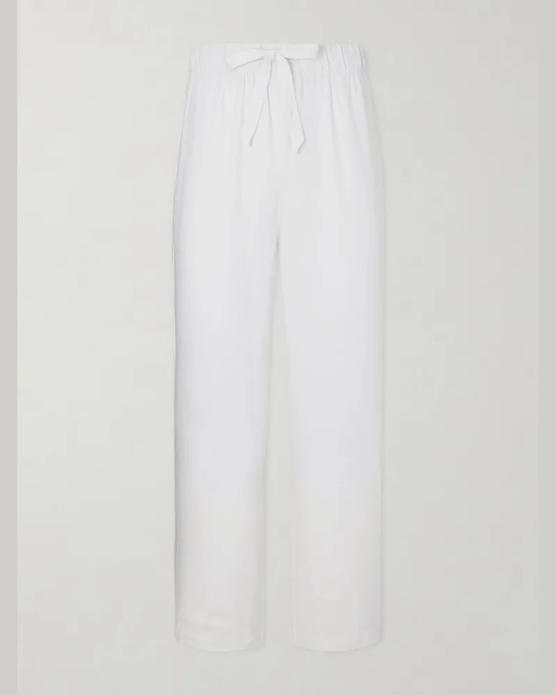 Frescobol Carioca Luan Straight-Leg Linen and Cotton-Blend Drawstring Trousers White