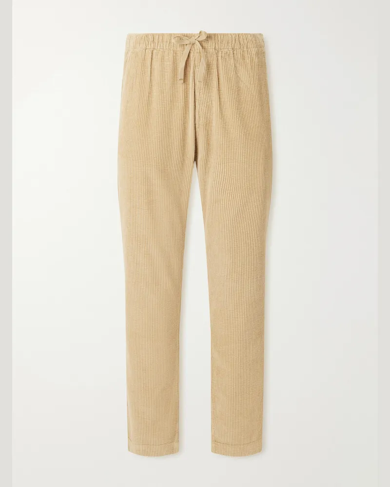 Hartford Joggy Straight-Leg Cotton-Corduroy Trousers Neutrals