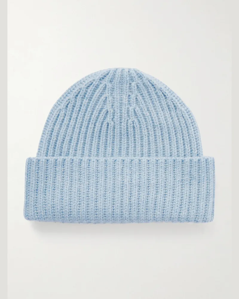 Umit Benan Murray Ribbed Cashmere Beanie Blue