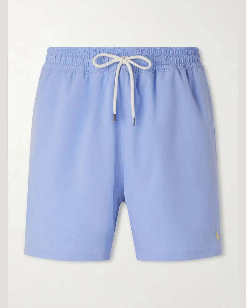 Ralph Lauren Traveler gerade geschnittene, mittellange Badeshorts aus recyceltem Material Blau
