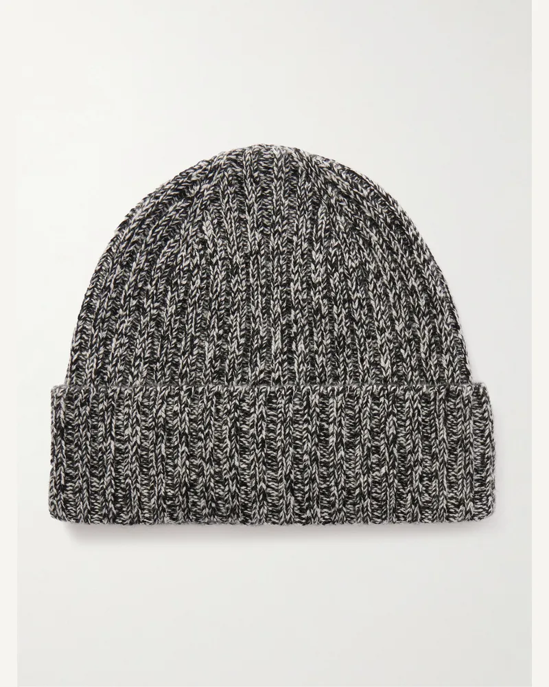 MR P. Ribbed Wool and Cashmere-Blend Beanie Black