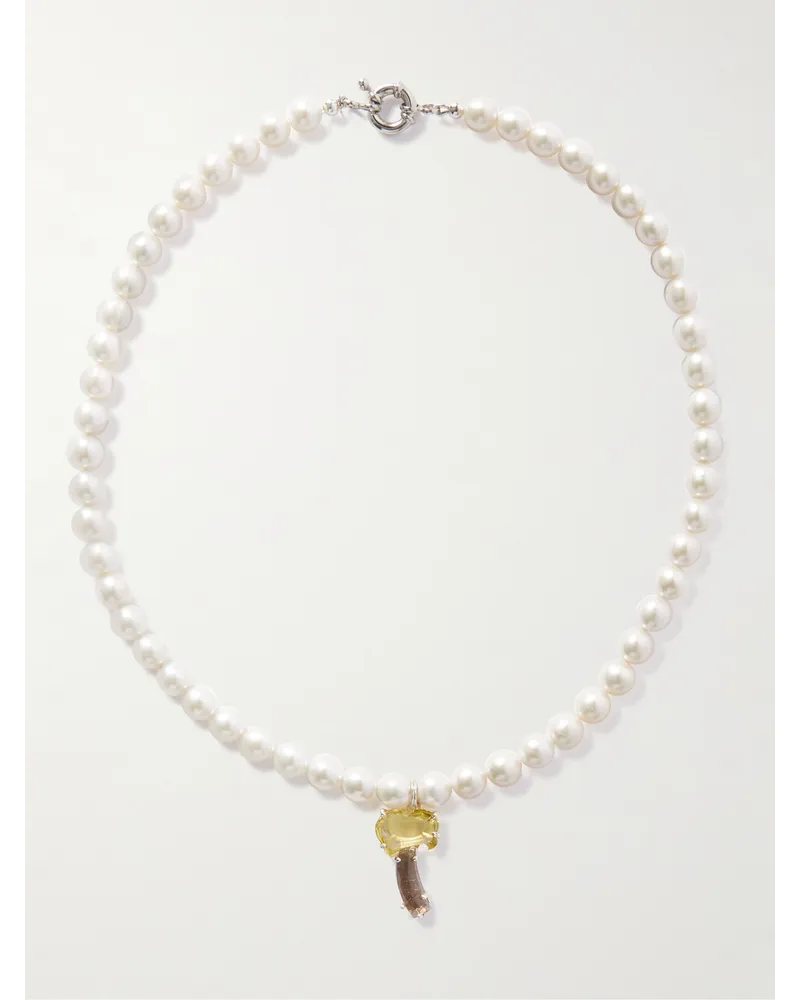 POLITE WORLDWIDE Silver, Pearl and Citrine Pendant Necklace Silber