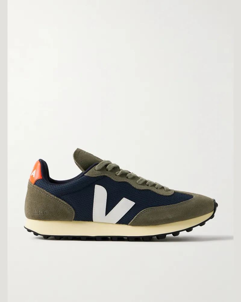 VEJA Rio Branco Sneakers aus Veloursleder und „Alveomesh“-Material mit Lederbesatz Grün