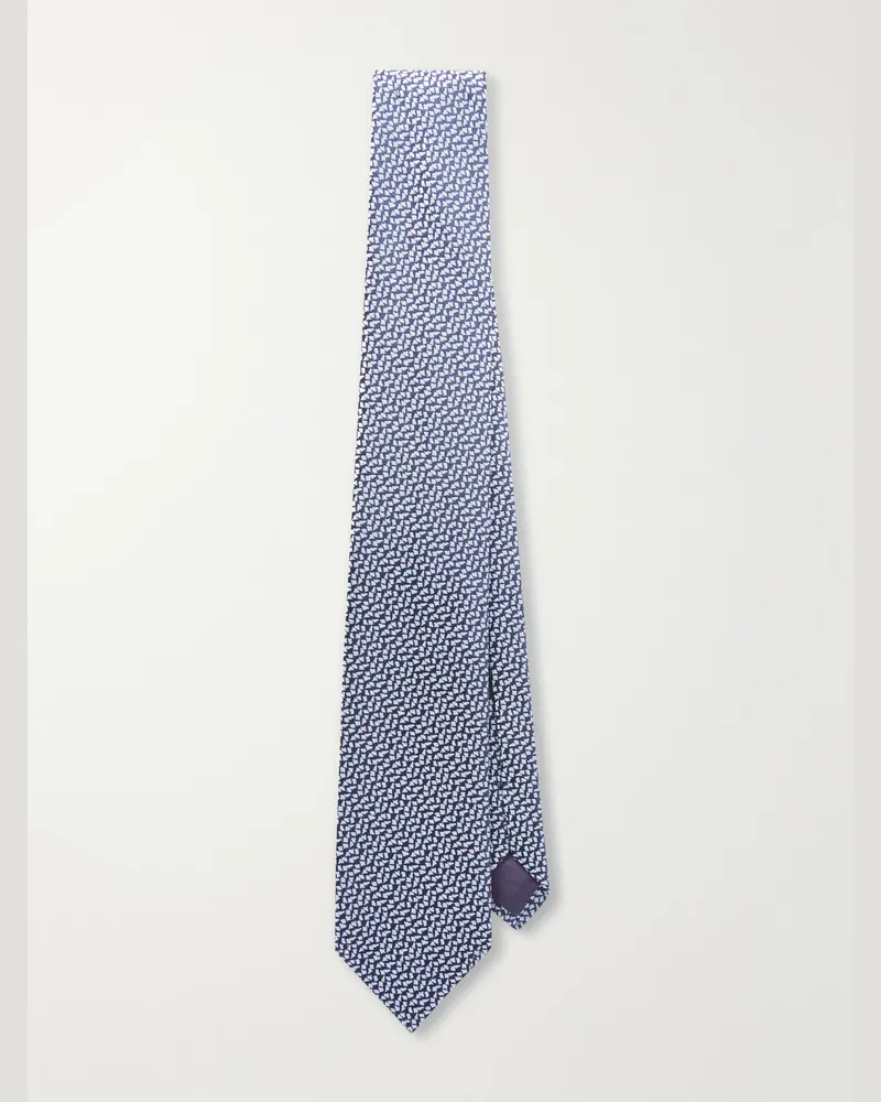 Charvet 8.5cm Silk-Jacquard Tie Blue