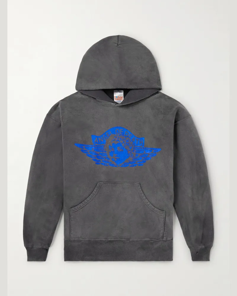 SAINT MXXXXXX Angel Printed Cotton-Jersey Hoodie Black