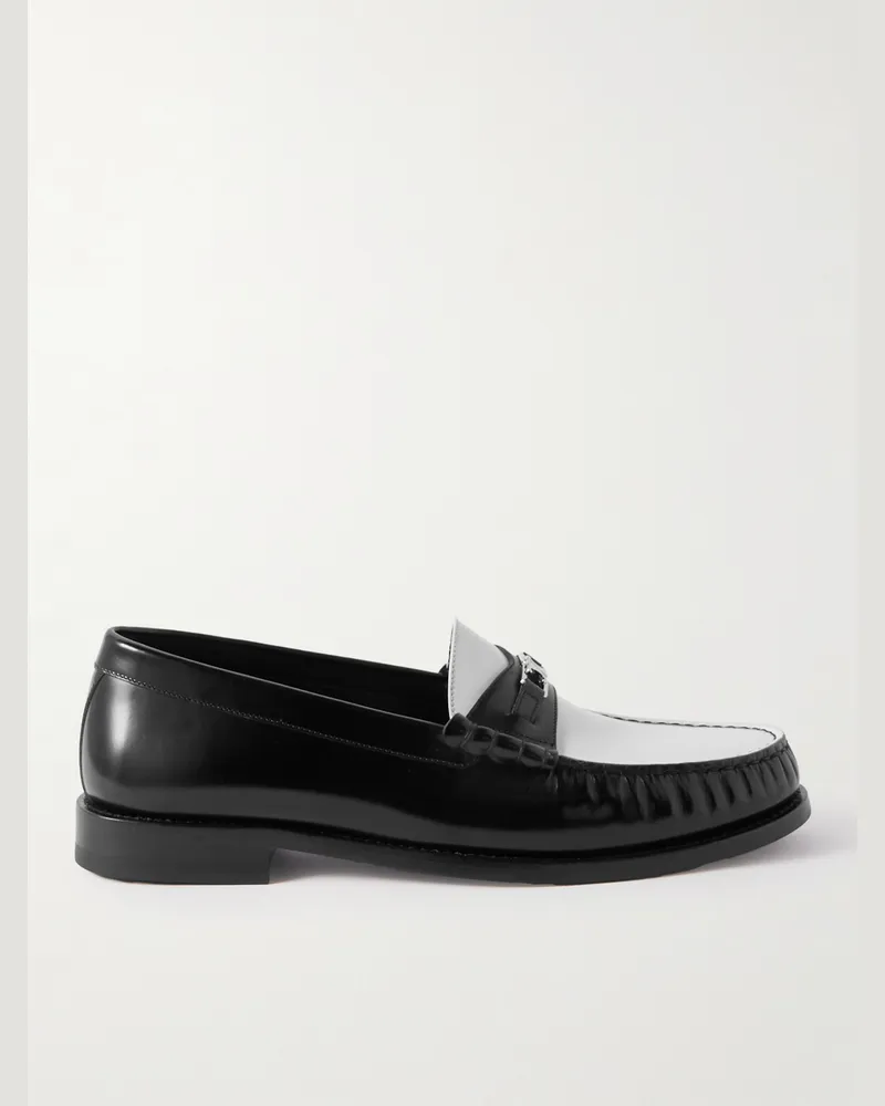 Celine Luco Triomphe zweifarbige Loafers aus Leder Schwarz