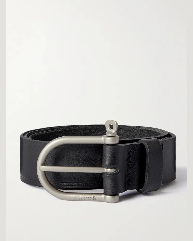 Bleu de Chauffe 3.5cm Manille Leather Belt Black