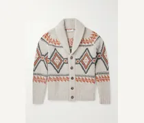 Shawl-Collar Jacquard-Knit Alpaca-Blend Cardigan