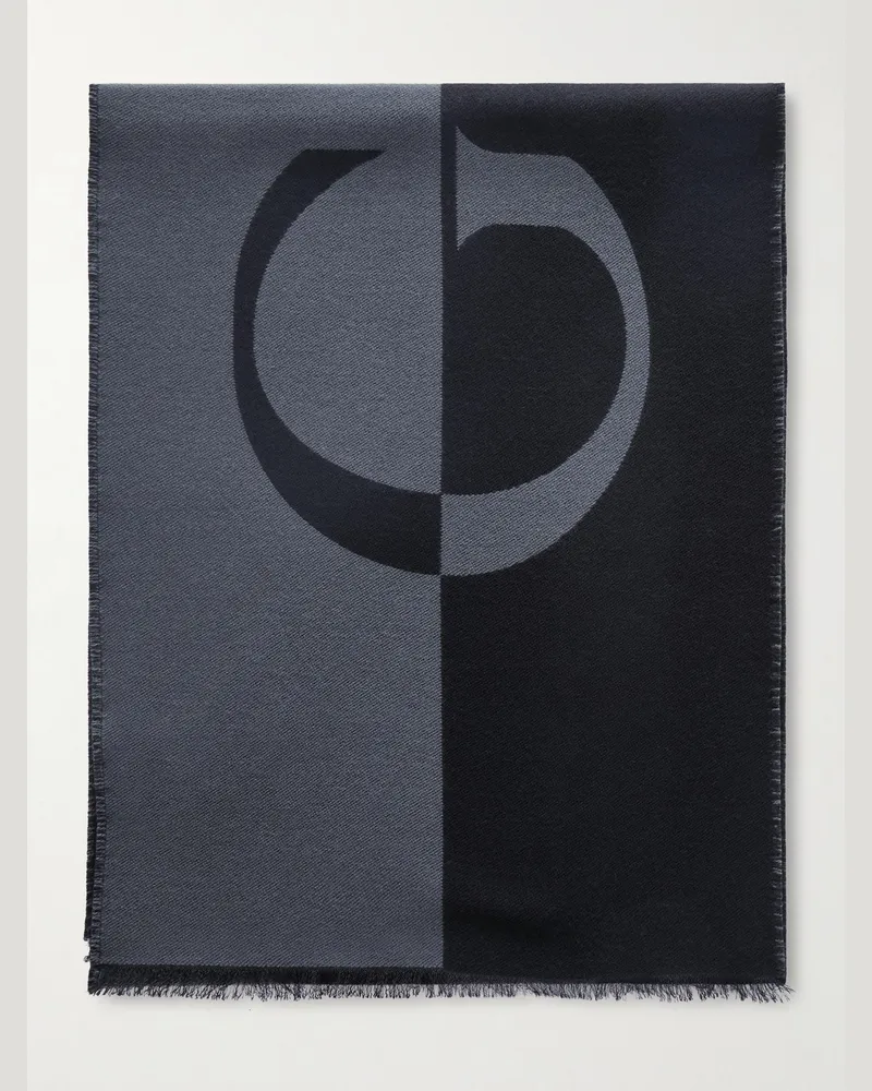 Gucci Schal aus Jacquard aus einer Woll-Seidenmischung mit Fransen Grau