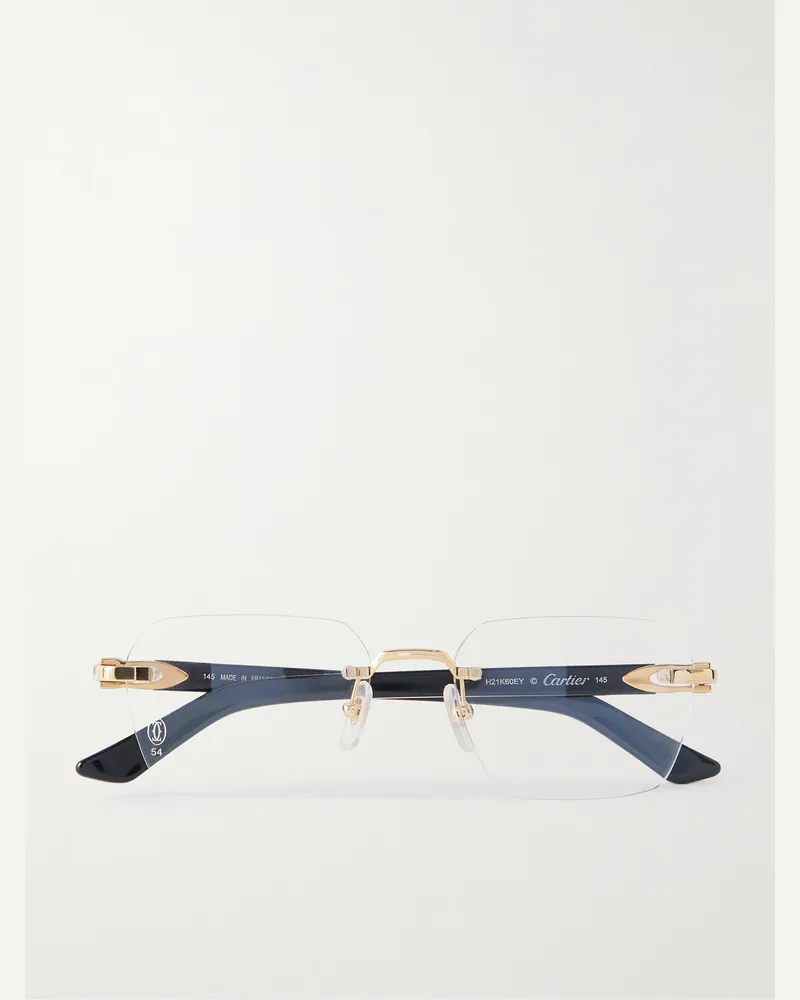 Cartier Signature C goldfarbene Brille mit Details aus Azetat Schwarz