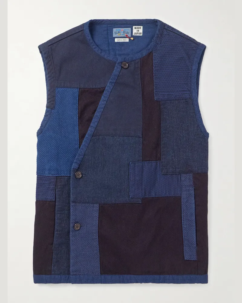 Blue Blue Japan Patchwork-Weste aus Baumwolle Blau
