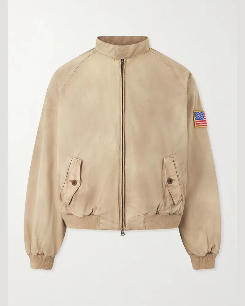 Cherry Los Angeles Logo-Embroidered Cotton-Twill Bomber Jacket Brown