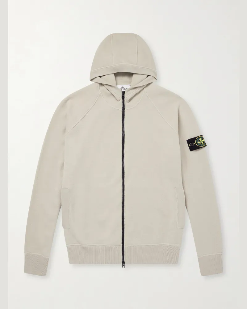 Stone Island Wool-Blend Zip-Up Hoodie Neutrals