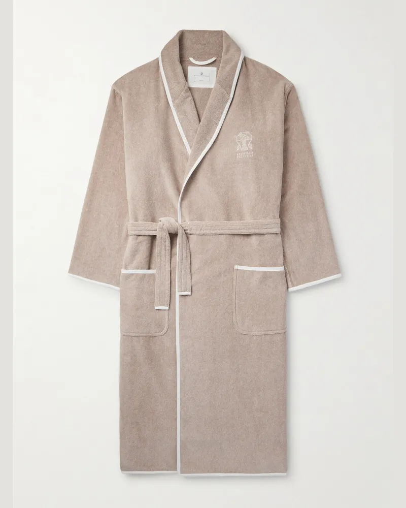 Brunello Cucinelli Morgenmantel aus Baumwollfrottee Neutral