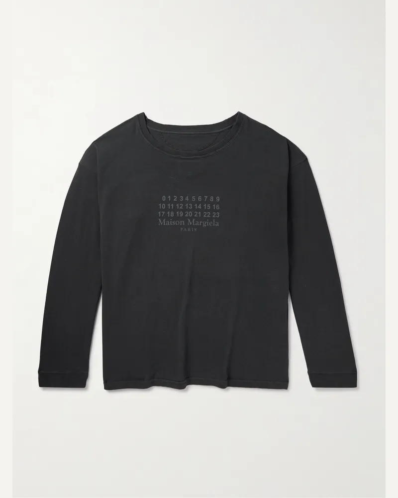 Maison Margiela Oberteil aus Baumwoll-Jersey mit Logoprint Schwarz