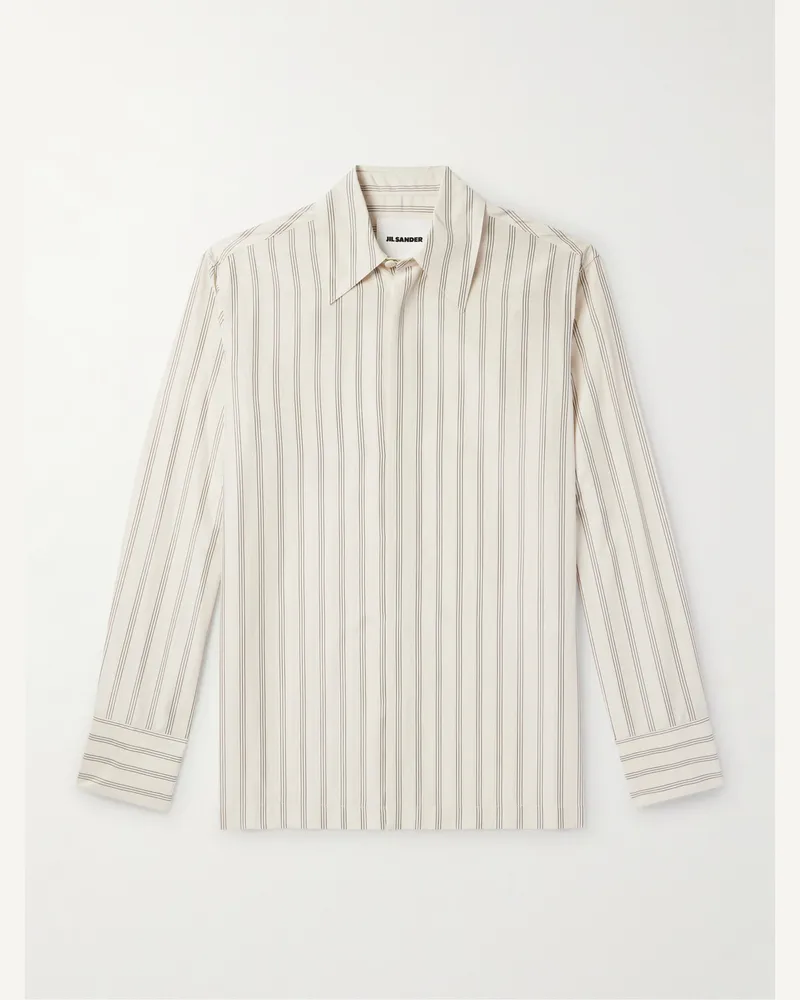 Jil Sander Gestreiftes Hemd aus Satin Neutral