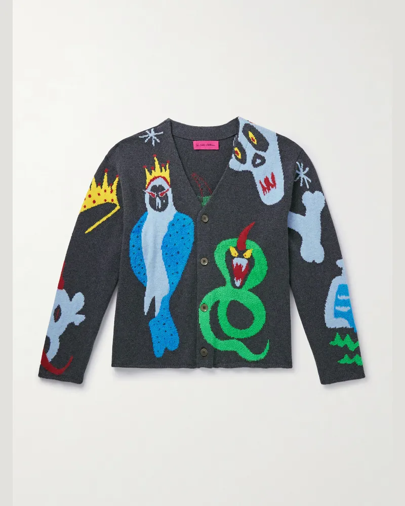 The Elder Statesman Mythical Creatures Cardigan aus Jacquard-Strick aus einer Kaschmirmischung Mehrfarbig