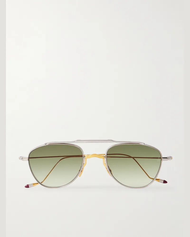 Jacques Marie Mage Flynn silber- und goldfarbene Pilotensonnenbrille Silber