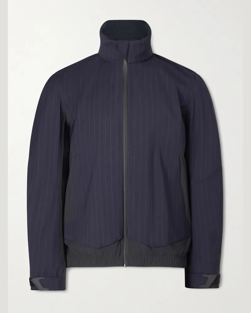 SEASE Wind Seeker Pinstriped Virgin Wool-Blend Jacket Blue